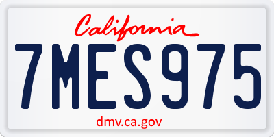 CA license plate 7MES975