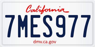 CA license plate 7MES977