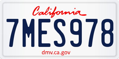 CA license plate 7MES978