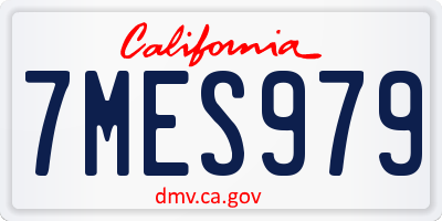 CA license plate 7MES979