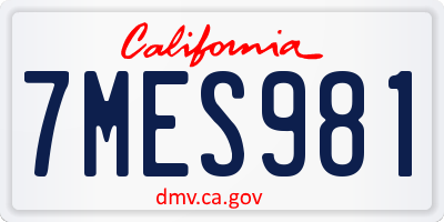 CA license plate 7MES981