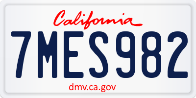 CA license plate 7MES982