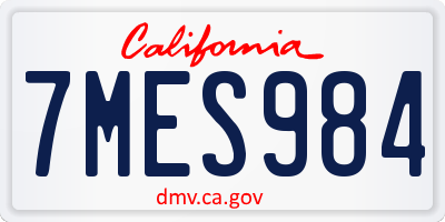 CA license plate 7MES984