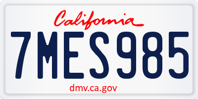 CA license plate 7MES985