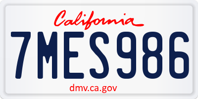 CA license plate 7MES986
