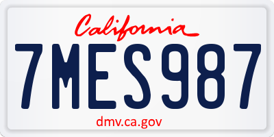 CA license plate 7MES987