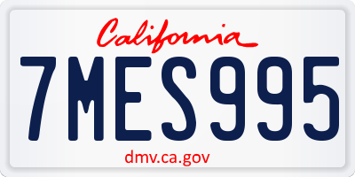 CA license plate 7MES995