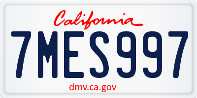 CA license plate 7MES997