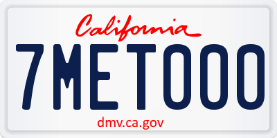 CA license plate 7MET000