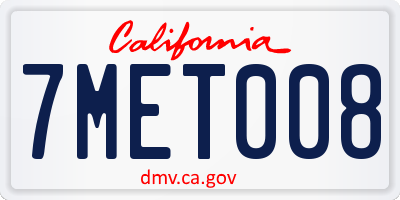 CA license plate 7MET008