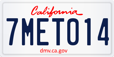 CA license plate 7MET014