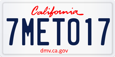 CA license plate 7MET017