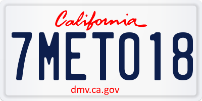 CA license plate 7MET018