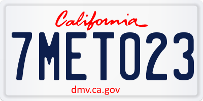 CA license plate 7MET023