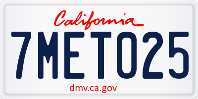 CA license plate 7MET025