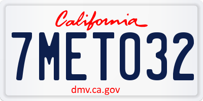 CA license plate 7MET032