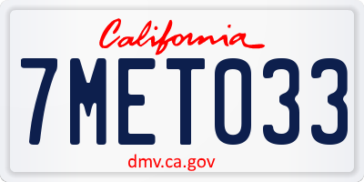 CA license plate 7MET033