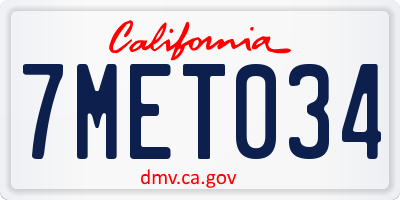 CA license plate 7MET034