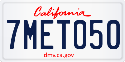 CA license plate 7MET050