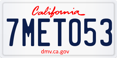 CA license plate 7MET053