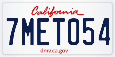 CA license plate 7MET054