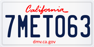 CA license plate 7MET063