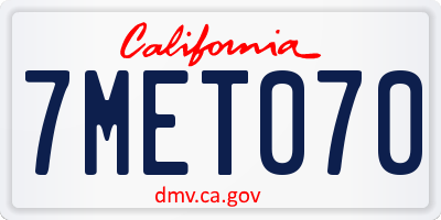 CA license plate 7MET070