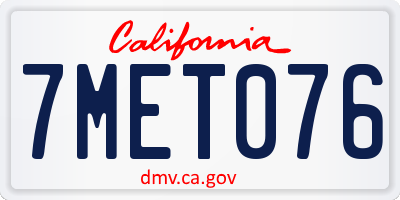 CA license plate 7MET076
