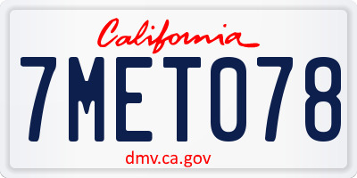 CA license plate 7MET078