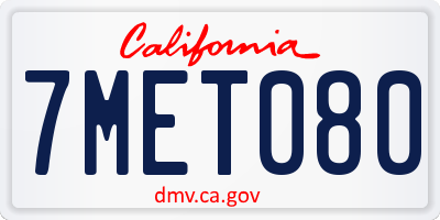 CA license plate 7MET080