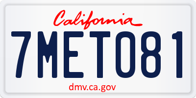 CA license plate 7MET081