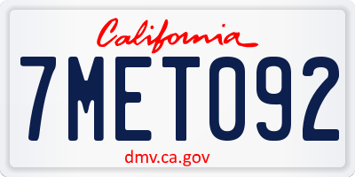 CA license plate 7MET092