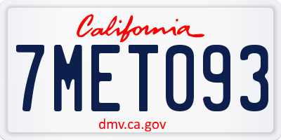 CA license plate 7MET093