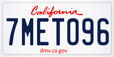 CA license plate 7MET096