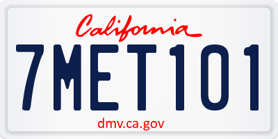 CA license plate 7MET101
