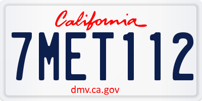 CA license plate 7MET112