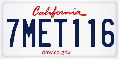 CA license plate 7MET116