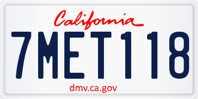 CA license plate 7MET118
