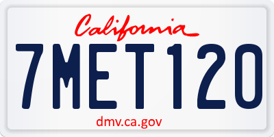 CA license plate 7MET120