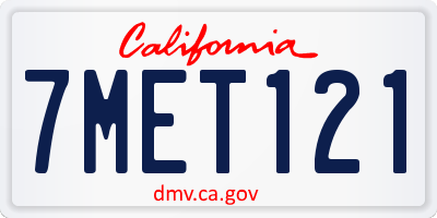 CA license plate 7MET121