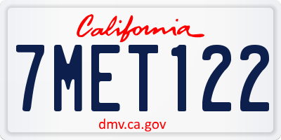 CA license plate 7MET122