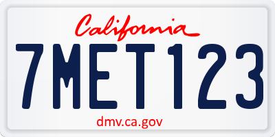 CA license plate 7MET123