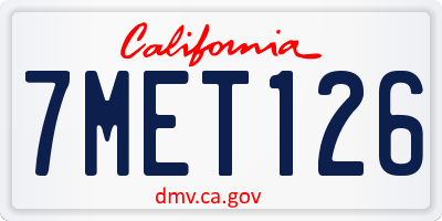 CA license plate 7MET126