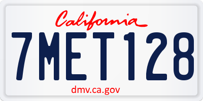 CA license plate 7MET128