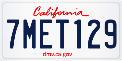 CA license plate 7MET129