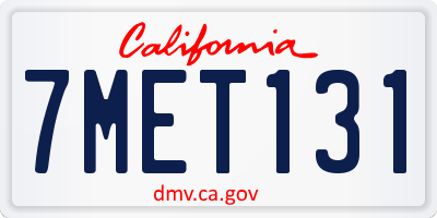 CA license plate 7MET131