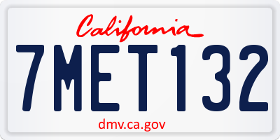 CA license plate 7MET132