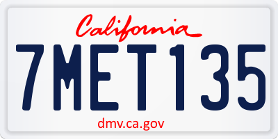 CA license plate 7MET135