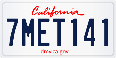 CA license plate 7MET141