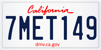 CA license plate 7MET149